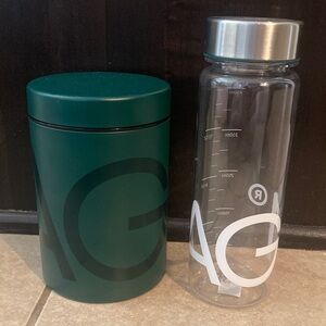 AG1 Athletic Greens Metal Storage Canister and Plastic Shaker Bottle